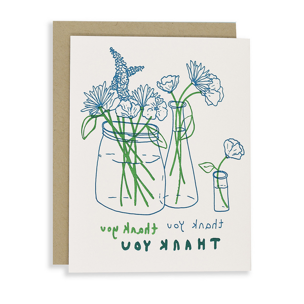 Thank You Flowers Letterpress Greeting Card